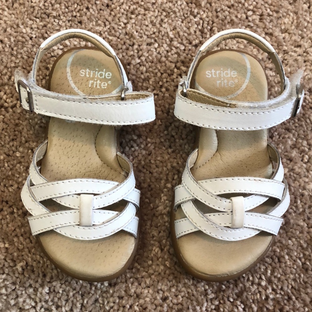 Stride Rite Millie White Sandals. Size 6.5 WIDE.